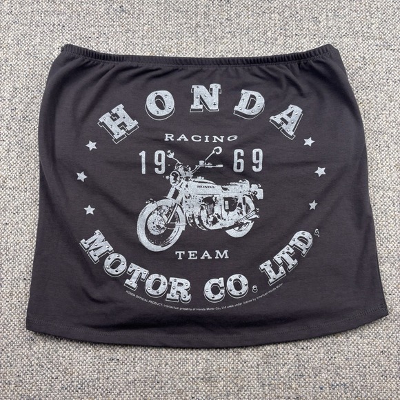 Honda Racing Tube Top Women XL Graphic Strapless Gray Motorcycle Shirt 1969